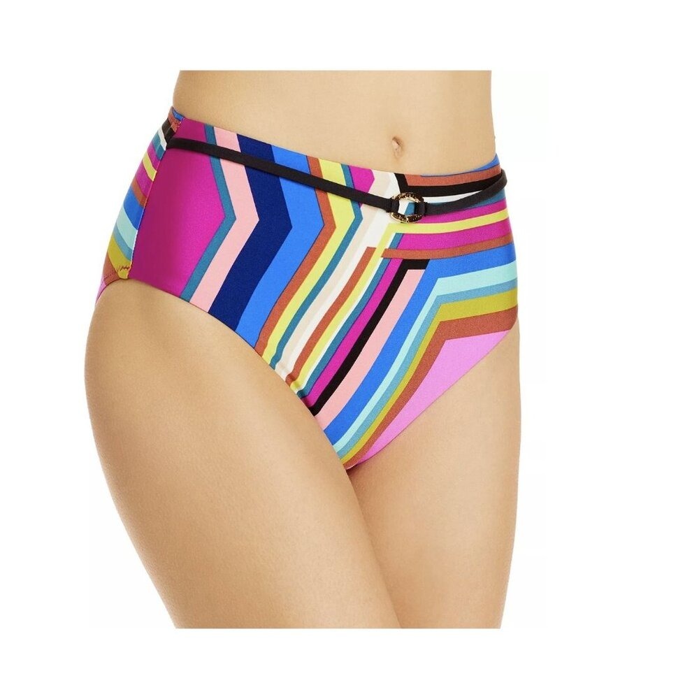 Trina Turk Illusions Chevron High Waist Bikini Bottom 6 Retro Beach Vacation NWT